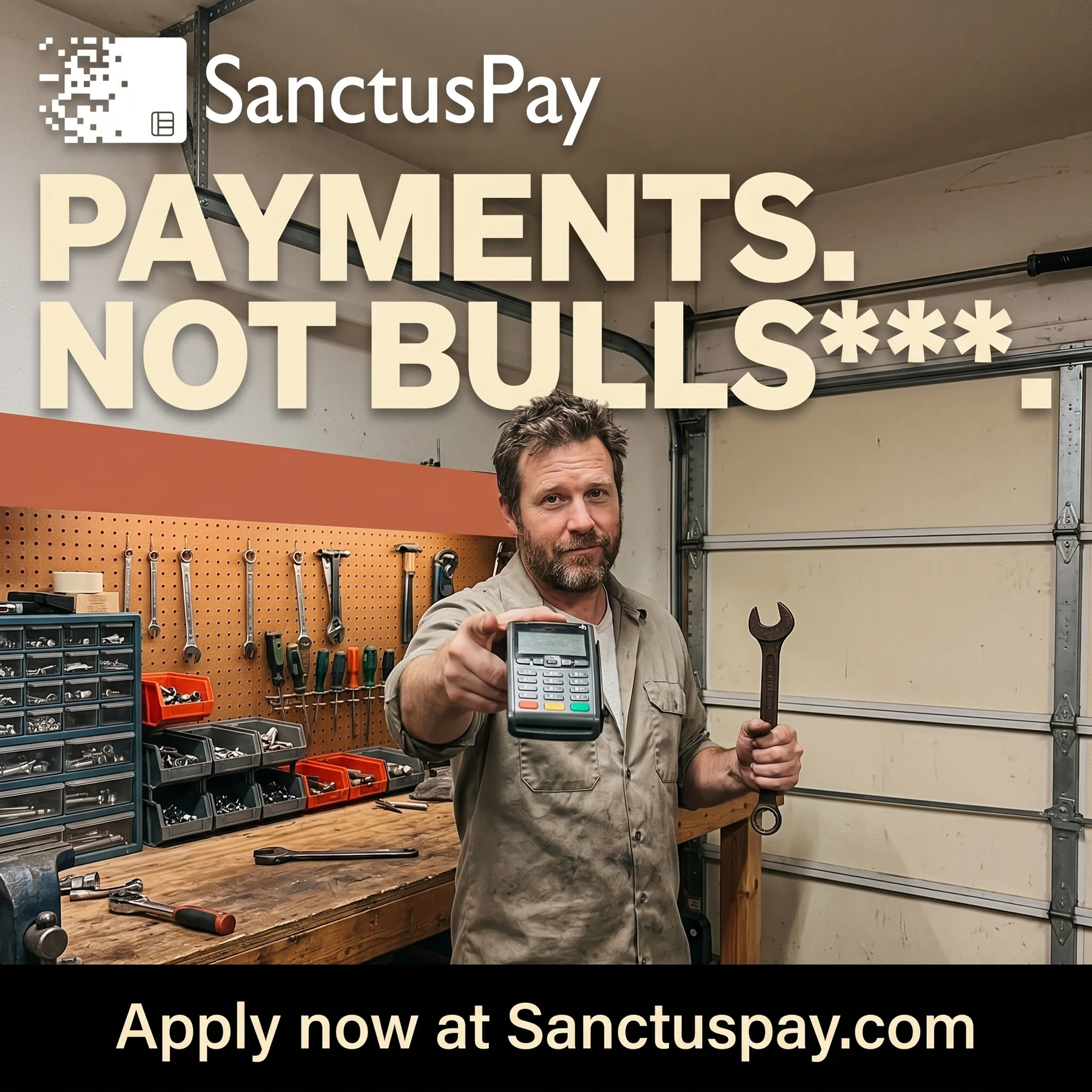 SanctusPay static ad reading Payments, Not Bills.